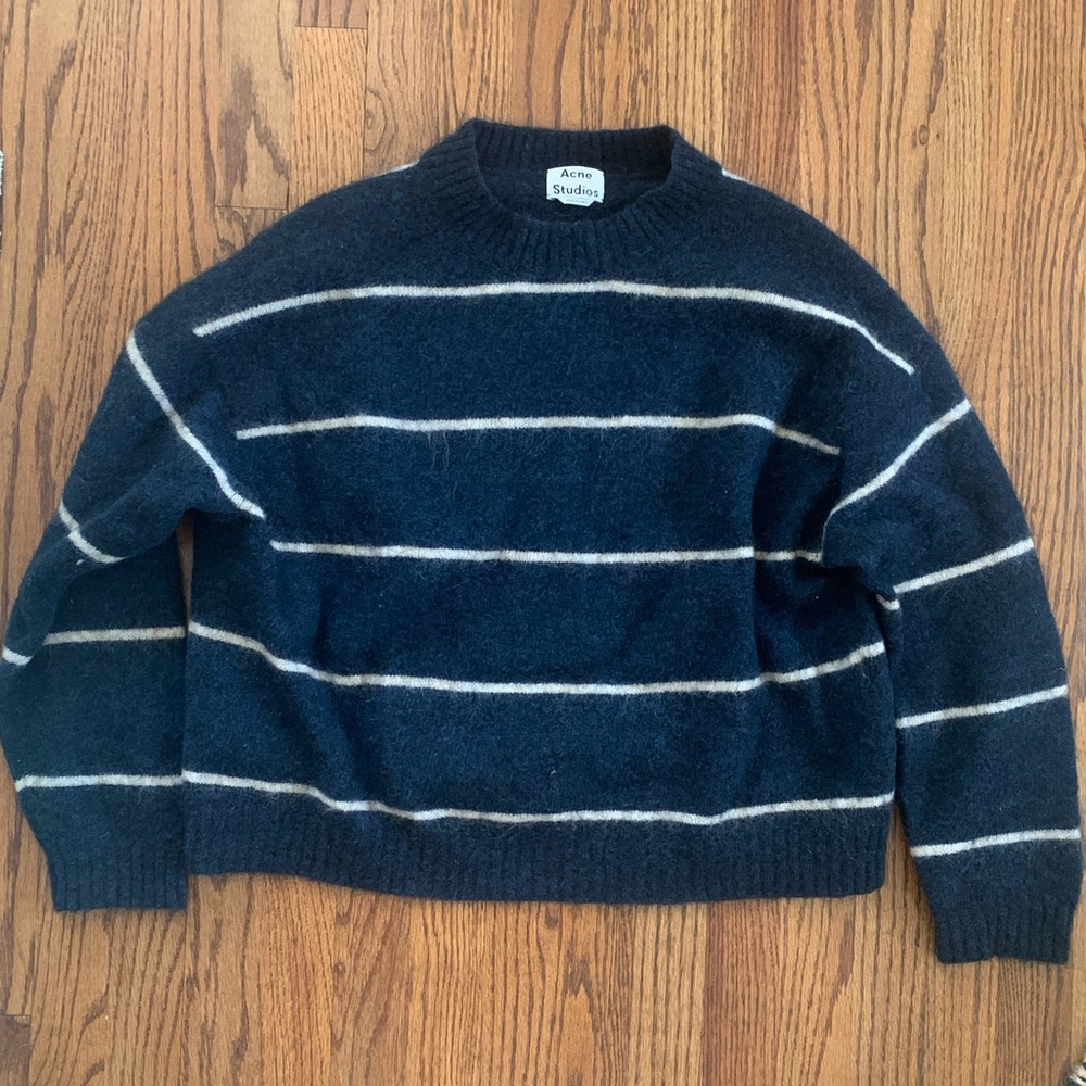 Acne Studios Mohair Stripe Teal Sweater